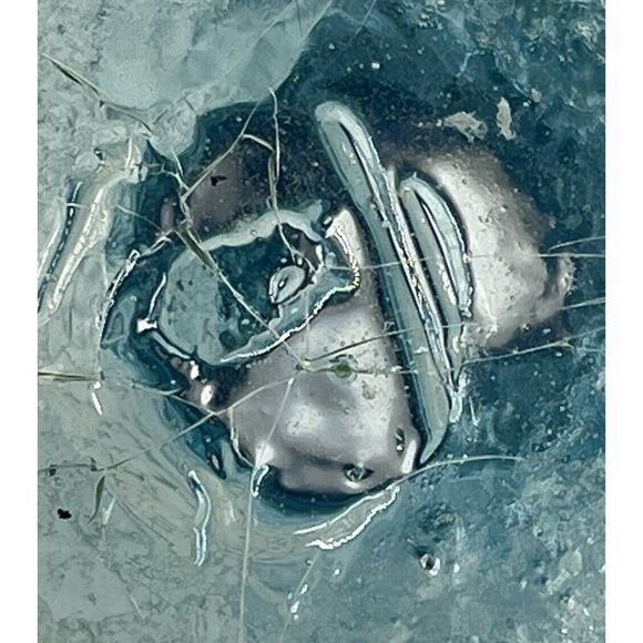 CRACKLE GLASS  Decanter Wine Carafe Flower Vase Blue Turquoise And Clear 10”Tall - Picture 5 of 7